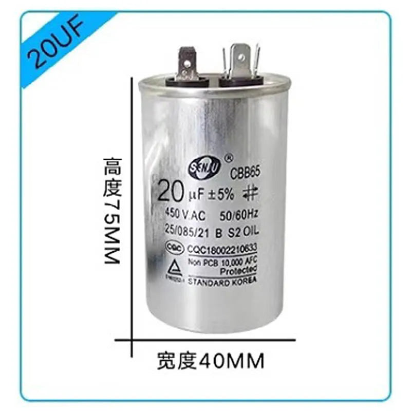 20UF25UF30UF 35UF 40UF 45UF 50UF 55UF 60-100UF CBB65 Air Conditioner Capacitor Compressor Motor Runs Starting Capacitor 450VAC