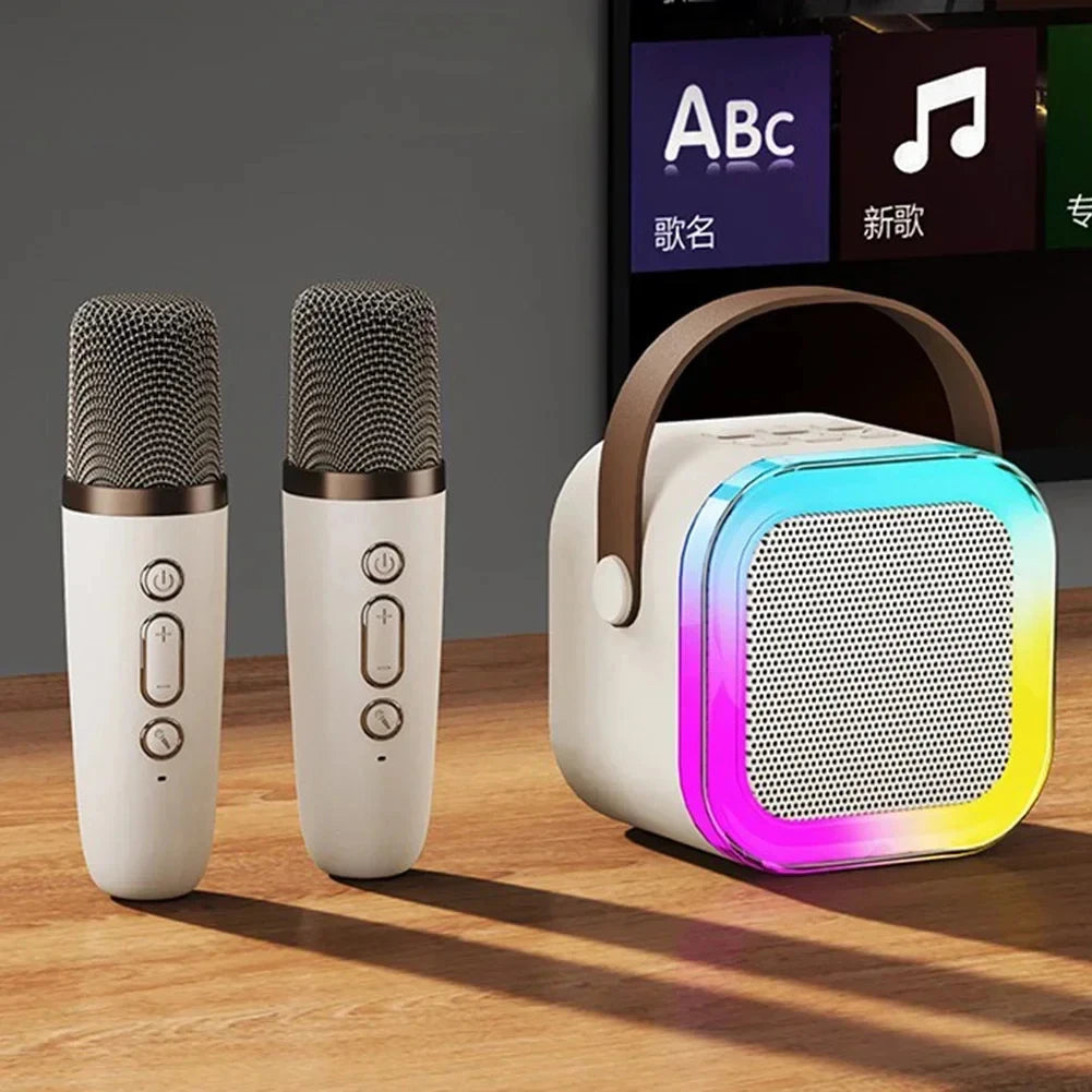 Hot K12 Bluetooth Speaker Portable Home Cute Karaoke Mini Wireless Audio with 1/2 Microphone K Song Family Singing Machine