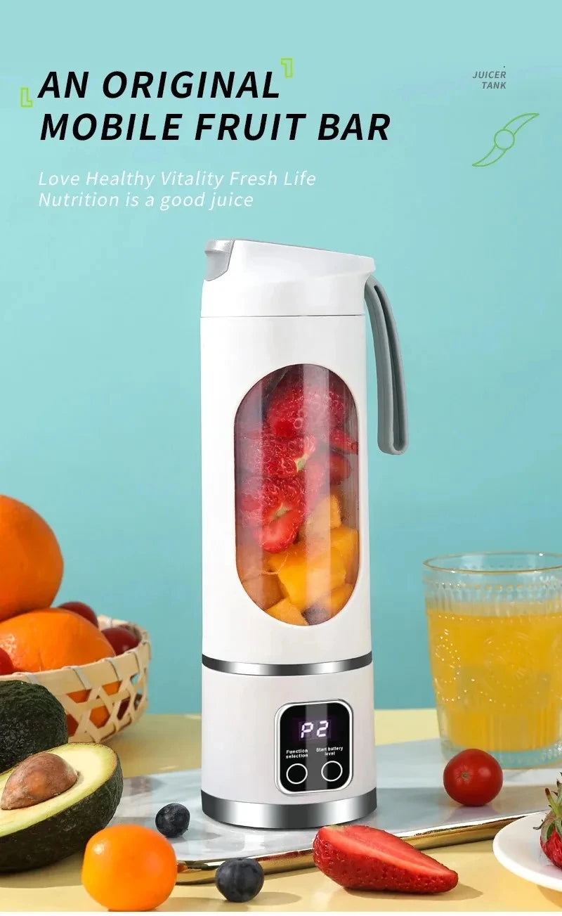 12 Blades Portable Fruit Juicer 450ml Capacity 3 Gears USB Rechargeable Blender Ice Crusher