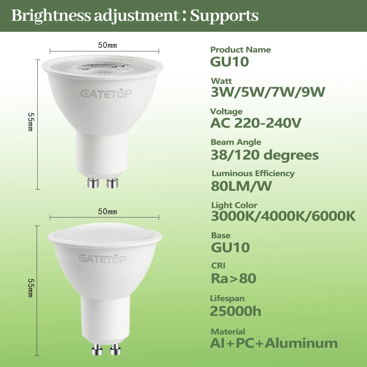 4-20pcs GU10 Led Spotlight Bulb dimmable warm cold white light 120° 38° 3000K 4000K 6000K  for home bedroom derec Recessed Light
