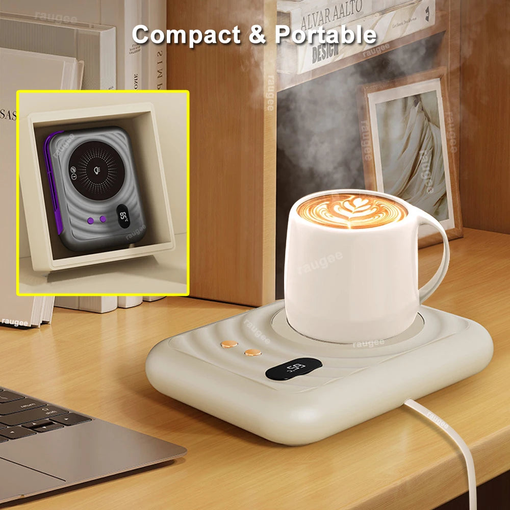 2 in 1 Electric Cup Heater Mug Warmer Coffee Cup Warmer Thermostatic Heating Coaster Milk Tea Coffee Cup Warmer for Office Home