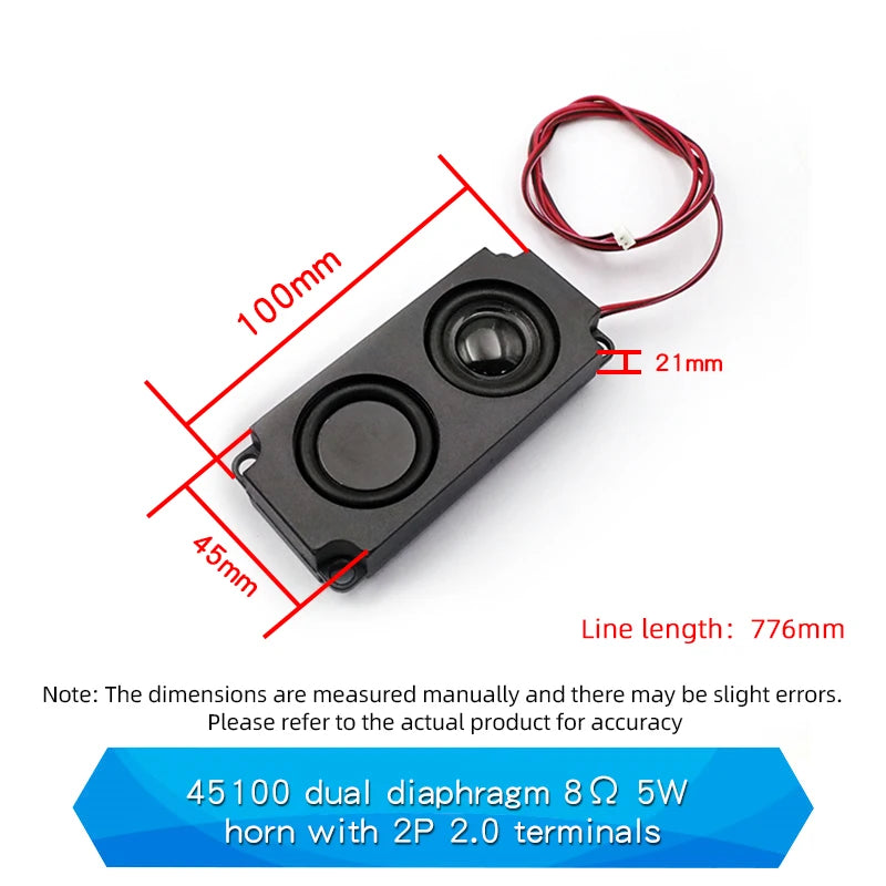 1PCS Audio Portable Speakers 8Ω 2W/3/4/5W 3370 3718 3080 Chamber Speaker  Advertising Machine Passive Speaker with 2P 2.0 Plug