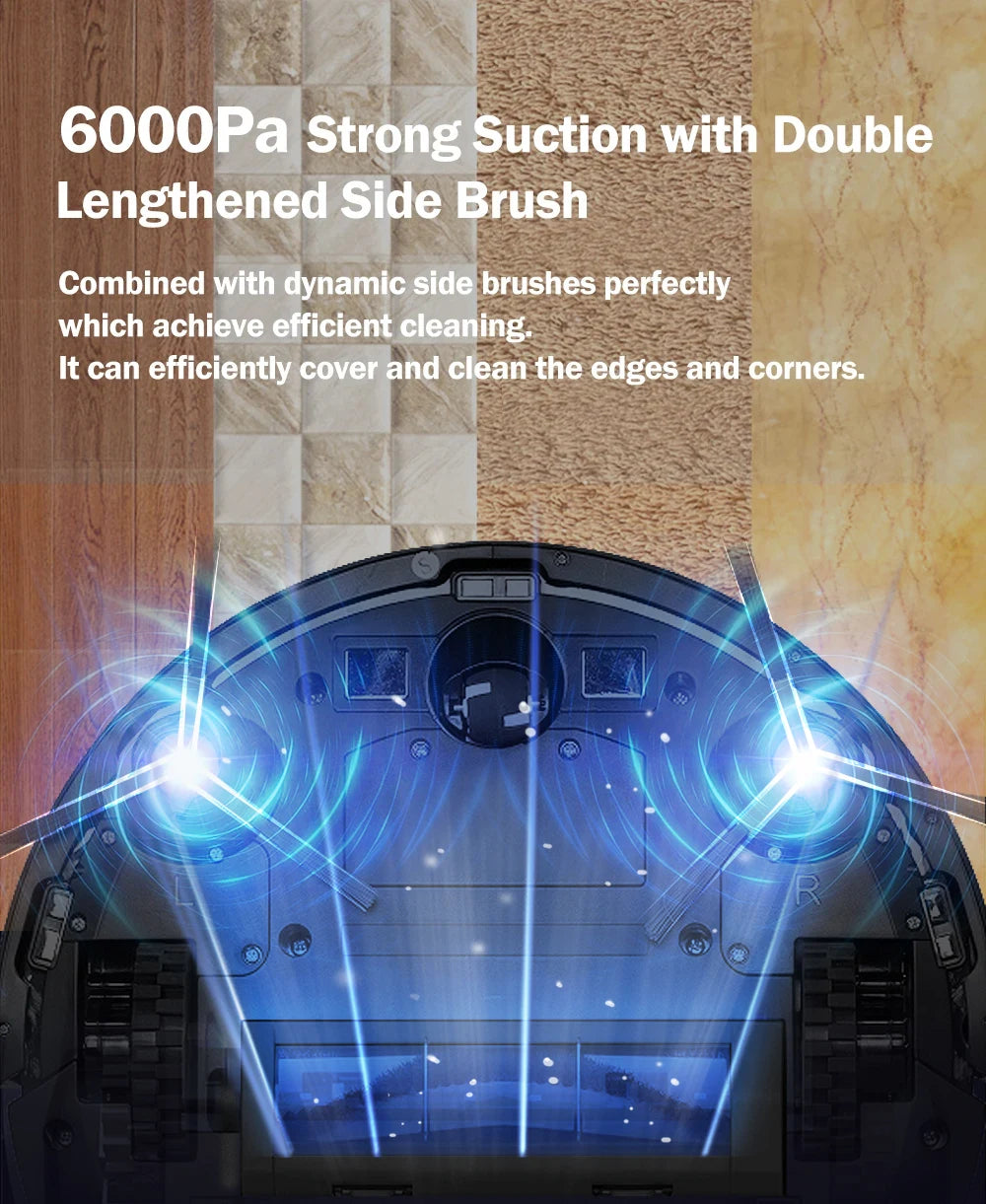 Robot Vacuum Cleaner ABIR X6 ,Visual Navigation,APP Virtual Barrier,6000PA Suction,Smart Home Mop,Floor Carpet Washing Tool