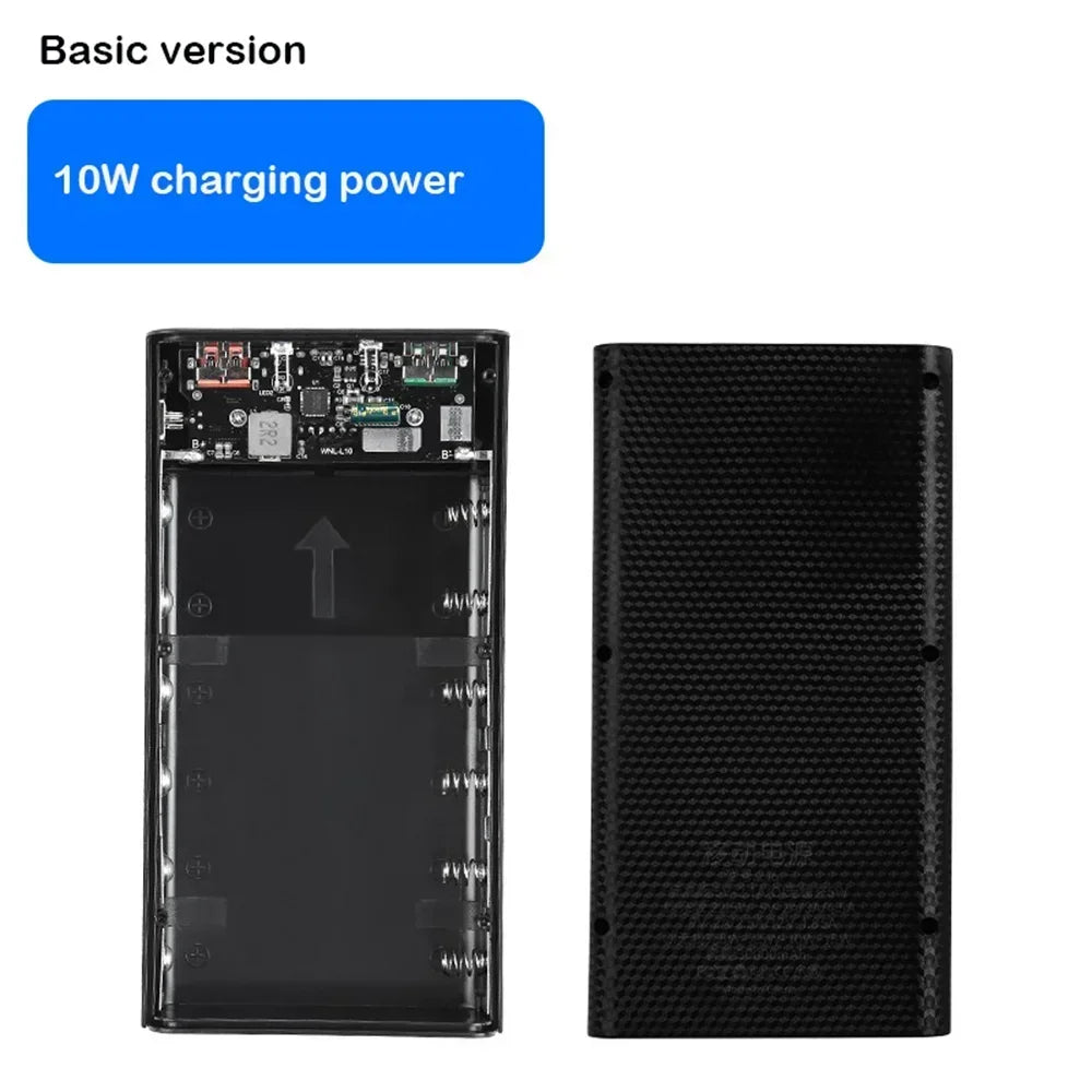 Battery Charger Box Power Bank Holder DIY Shell Case Dual USB 6x21700 With LED Light 21700 Battery Shell Storage Organize
