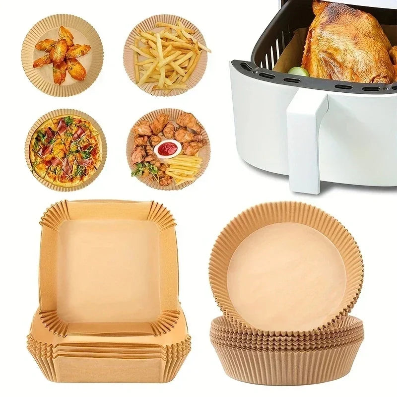 Air Fryer Disposable Paper Air Fryer Accessories Square Round Oil-proof Liner Non-Stick Mat for Kitchen Oven Baking