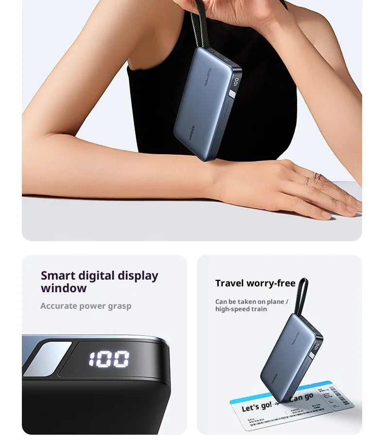 UGREEN 20000mAh Power Bank With Built in Cables 145W Fast Charge Mobile Power Bank iPhone17 Laptop Notebook Customized Charger