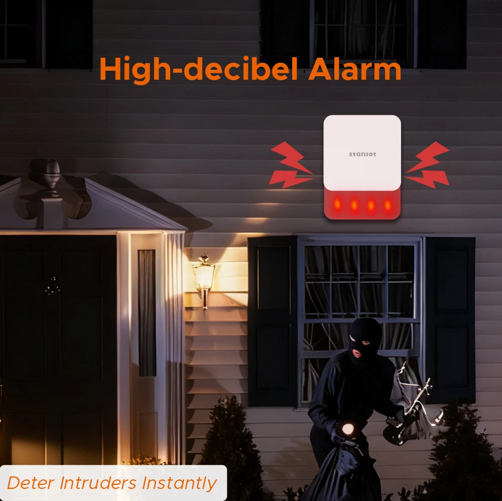 Staniot Indoor Siren Alarm 115dB High Decibel Wireless 433MHz Tuya Anti-Theft Smart Home Devices Waterproof House Alarm System