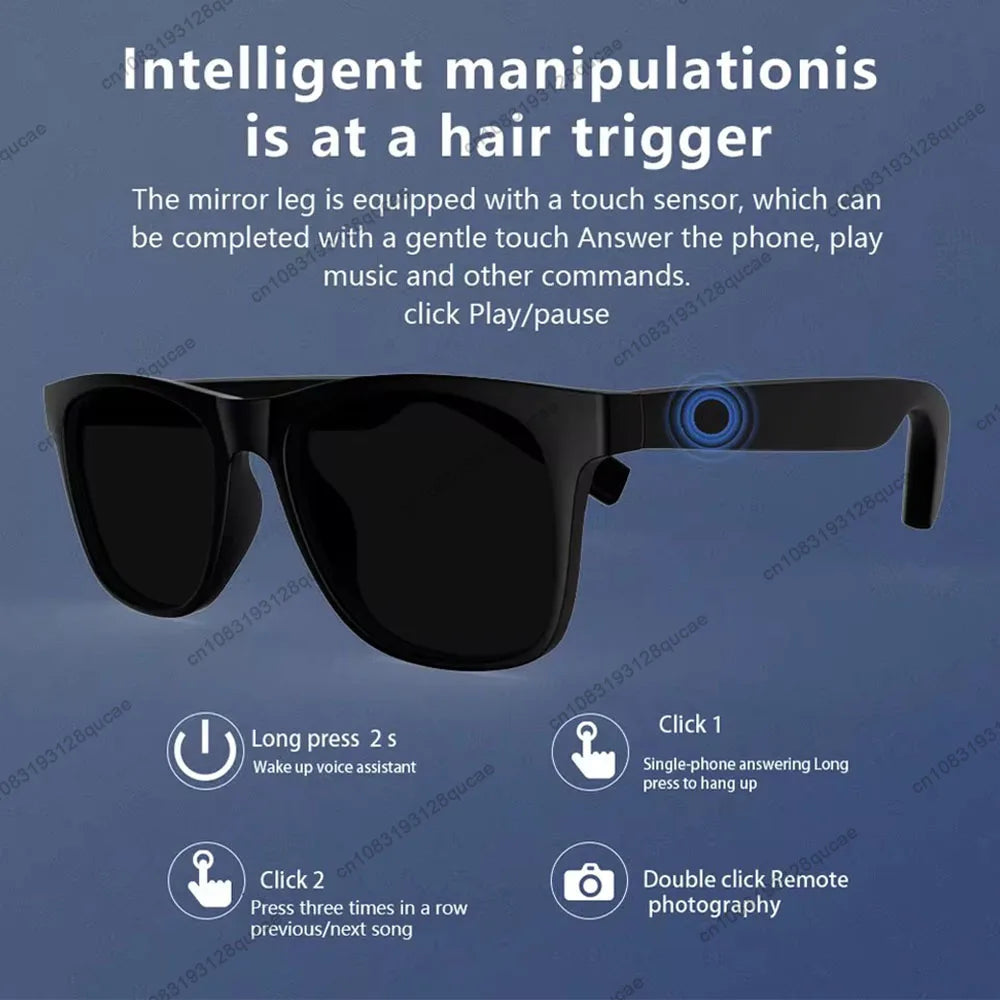 New Men's Smart Glasses Women's Bluetooth Glasses Voice Call Control Music UV Polarized Sunglasses Headphone Glasses Man 2025