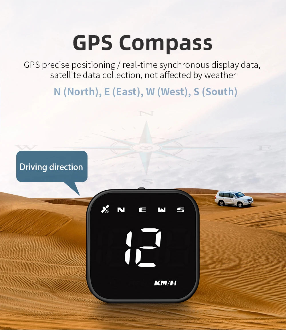 G4S GPS Smart Car LED Multifunctional Head Up Display For HUD GPS Speed MPH KMH Time Compass Speedometer With Overspeed Alarm