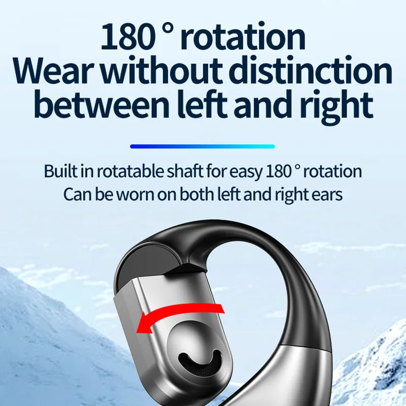 Single Ear Bluetooth 5.5 Wireless Earphone LED Display Ear-Hook Headset 180° Rotatable Wireless Earbuds Waterproof Sport Headset