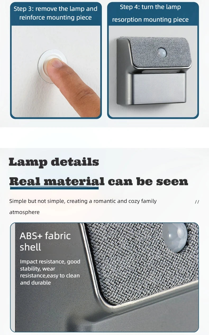 Smart Motion Sensor Wall Light - 2200Mah Usb-C Fast Charging, 3 Adjustable Brightness Levels, Multi-Device Connection, Suitable for Indoor/Outdoor Security Lighting