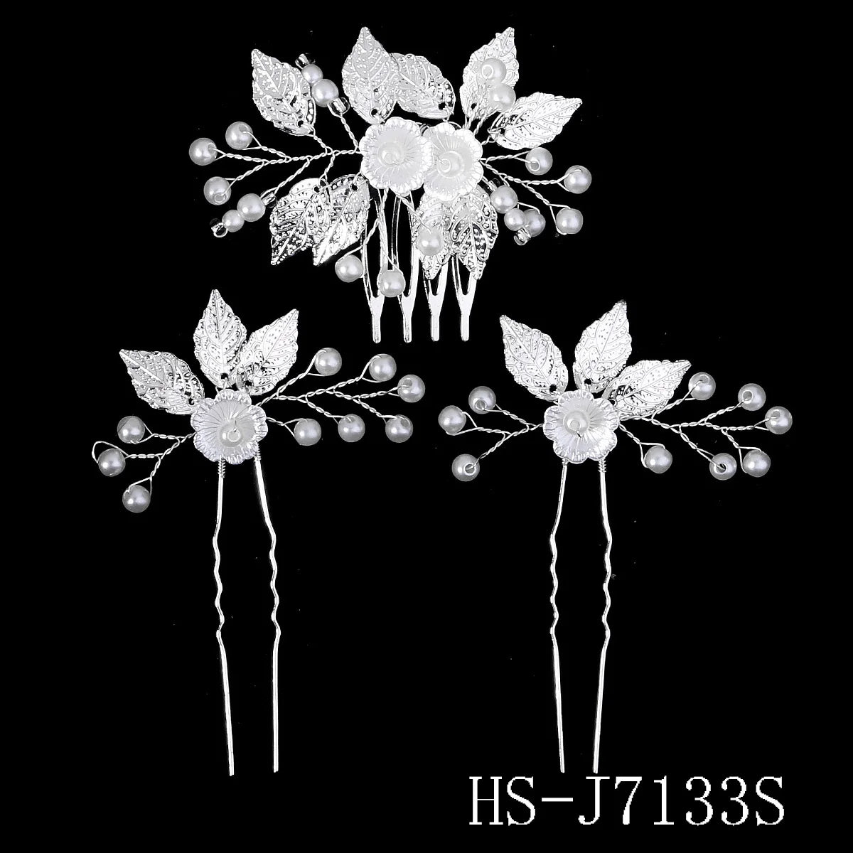 Luxury Pearls Wedding Flower Hair Comb Bride Hair Pins Clips Set Cute Hair Fork Headpieces for Women Jewelry Gift Hair Accessory