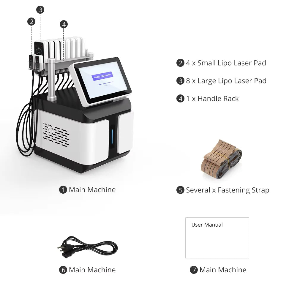 6D Beauty Equipment-Lipo Pads Machine 160mW 6 Wavelengths Desktop Body Sculpting for Hands AU US IT ZA CN Plugs