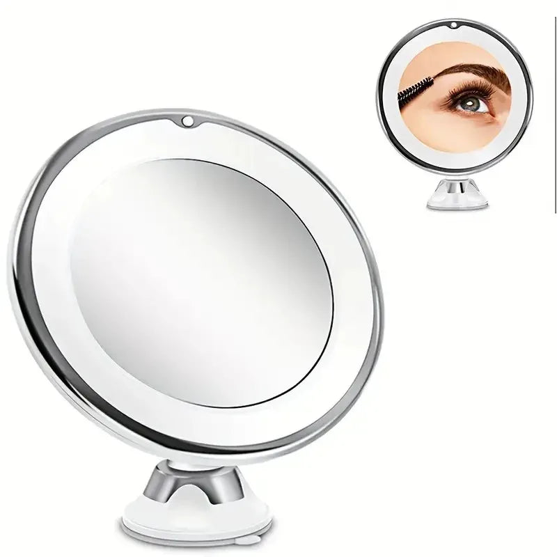 Round LED Fill-Light Makeup Mirror-10X Magnifying, Upright Desktop Vanity | Essential for Flawless Makeup & Effortless Grooming