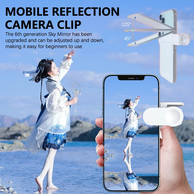 Sky Mirror Mobile Phone Reflection  Clip Adjustable Angle Mirror Clip Outdoor Travel Phone Reflector  Artifact