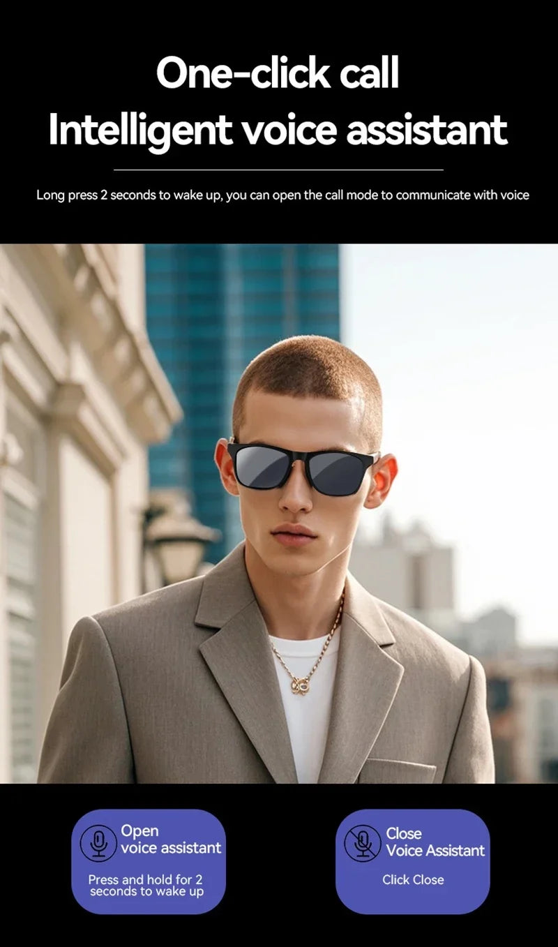 Lenovo AI Smart Glasses Remote Control Touch Photography Voice Assistant Wireless Bluetooth Call Headphone For Men Women Gifts