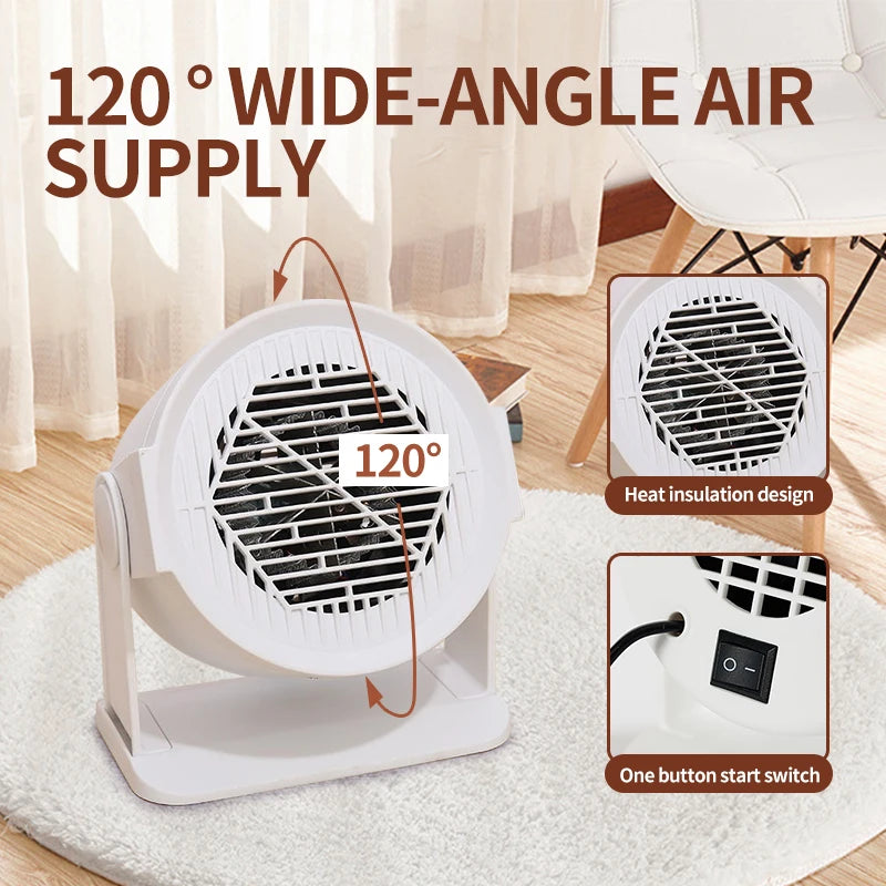 EU Heating Cooling Small Heater Home Bedroom Dormitory Office Energy Saving Safety Quiet Rotating Shaking Head Electric Heater