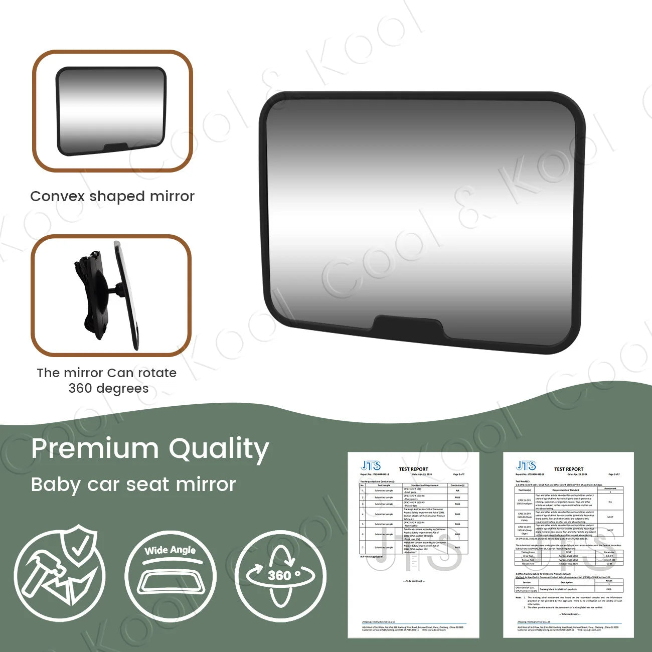 360° Rotatable Baby Car Mirror, Wide-Angle Shatterproof Design for Safe Rear-Facing Infant Monitoring
