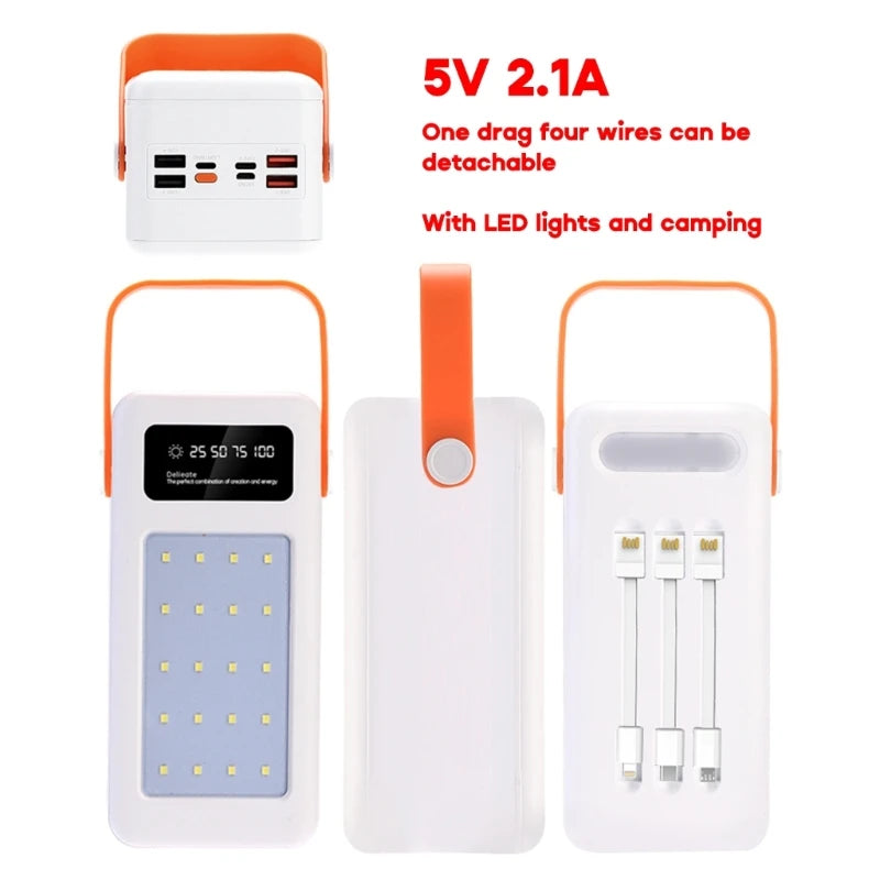 DIY Power Bank Case 18650x21 PD QC4.0 3.0 22.5W Fast Charge Battery Storage Box with Micro Type-c Charging Cable Camping Light