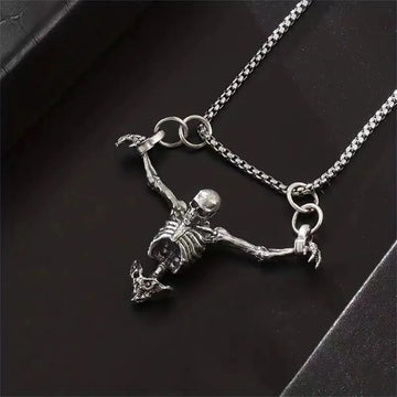 Punk Skull Necklace Captivity Skull Pendant Bicycle Rock Jewelry Gift For Men And Women Zinc No Gems
