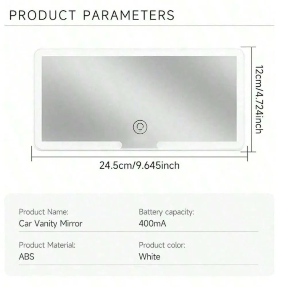 HD Mirror Car LEDMakeup Mirror Three Gear Adjustment Sun Visor Plate Interior RearMirror Dimmable Touchscreen Auto Vanity Mirror