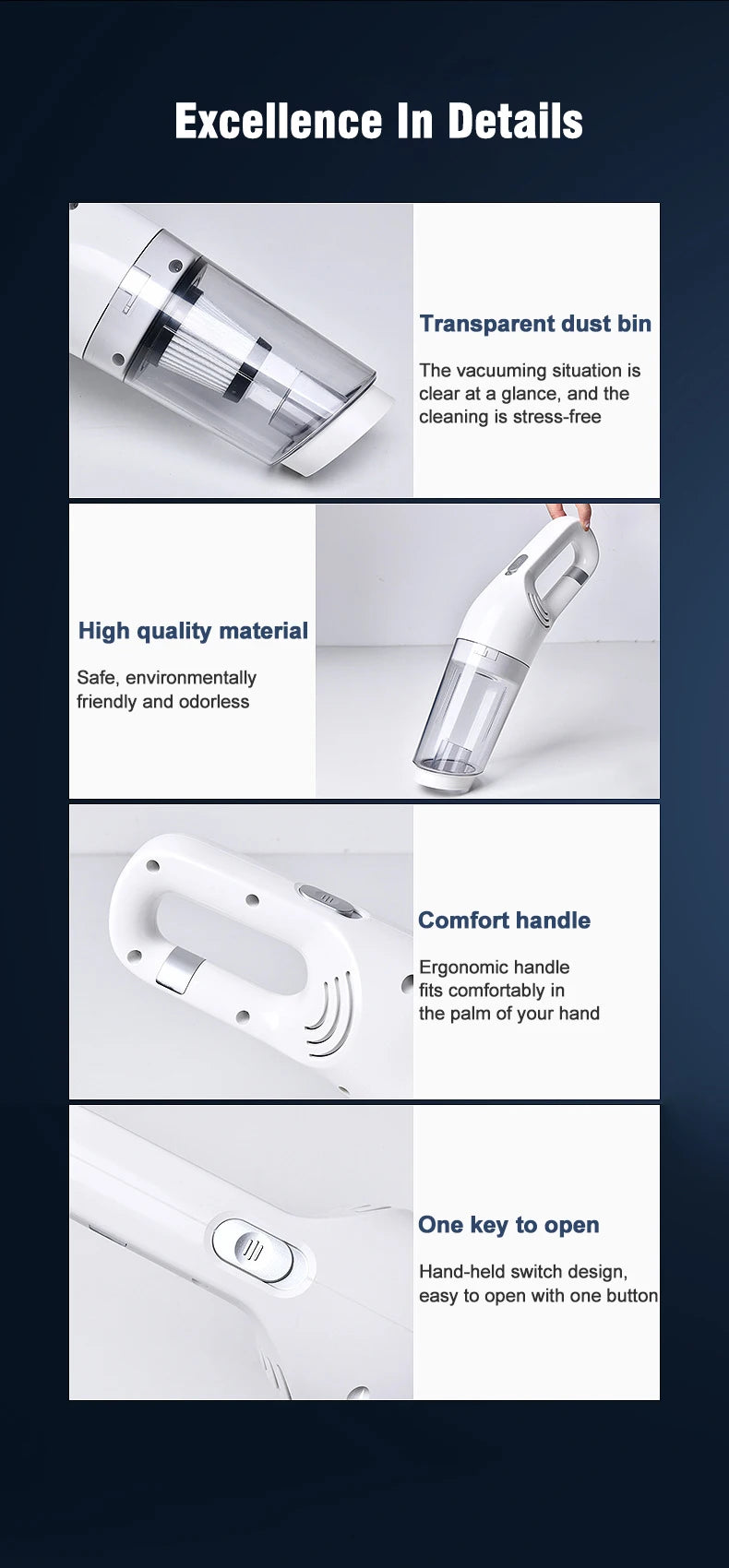 Handheld Vacuum Cleaner 6500P Powerful Suction LED surface Multifunctional Wireless Vacuum Cleaner for Car Floor Household