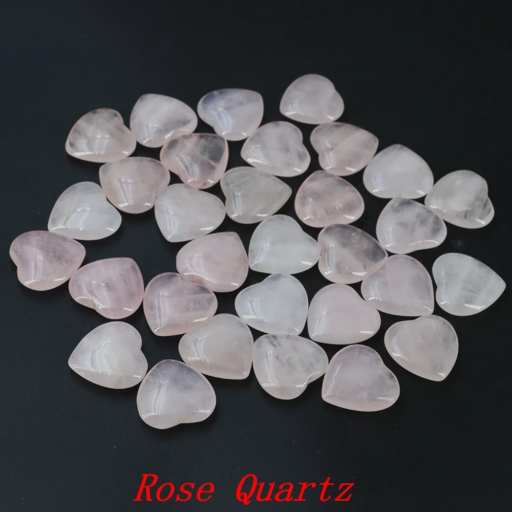 Lots Wholesale Gem Heart Shape LOVE 20MM Natural Crystal Amethyst Agate Bead Healing Reiki Natural Stone Gift Supplies