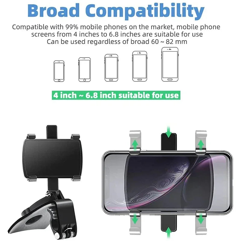 Multi-function Car Mobile Phone Holder Dashboard Mirror/GPS Mobile Phone Holder Clip 360 Degree Rotatable Car Accessories