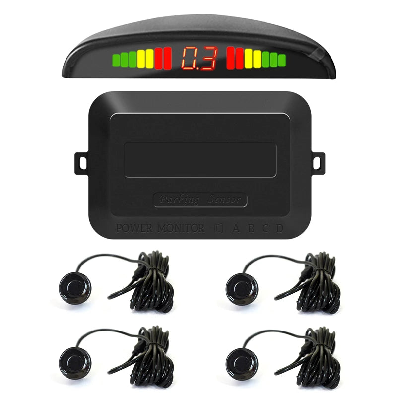Hippcron 12V Car LED Parking Sensor Parking Kit Display Alarm With 22MM 4 Sensors Backlight Reverse Backup Radar Monitor System