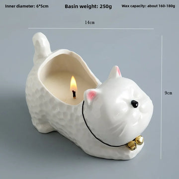 Cartoon Cat Candle Holder Ceramic Craft Atmosphere Festival Home Decoration Creative Cartoon Cat Animal Succulent Plant Pot