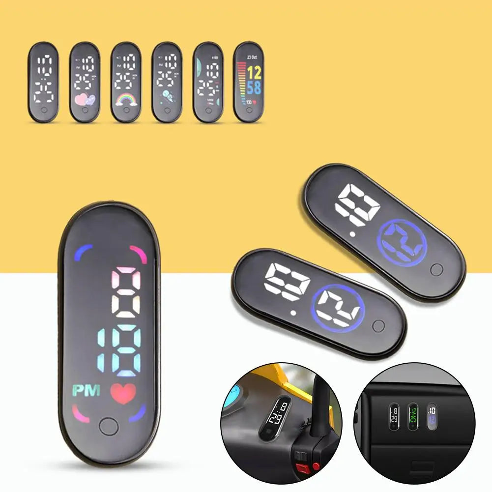 Luminous Motorcycle Car Clock Auto Internal Stick-On Mini Waterproof Watch Mechanics Quartz Clocks Auto Ornament Car Accessories