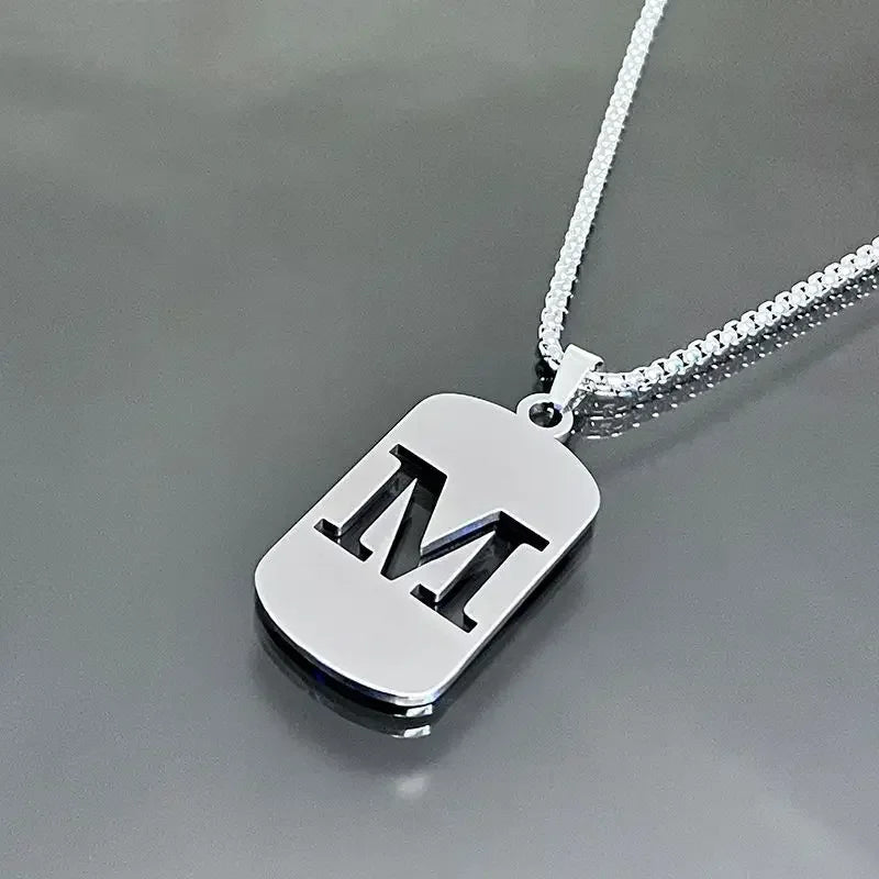 Fashion Punk A-Z Initial Tag Letter Stainless Steel Pendant Necklaces for Men Women Wholesale Jewelry Lot Collar Jewelry Goth