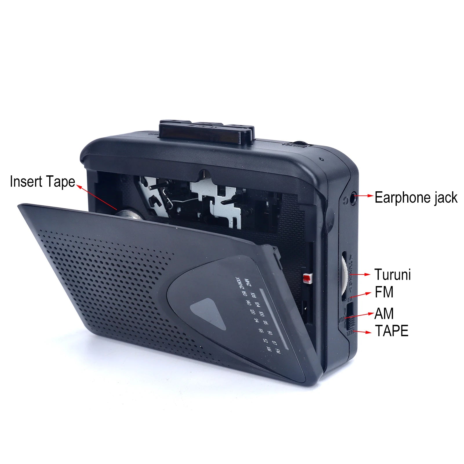 Tape Cassette Player Walkman Cassette Player Portable Speaker Multiple Power Supply Methods AM/FM Radio Function Music Player