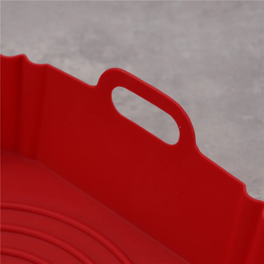 22cm Air Fryers Oven Baking Tray Fried Chicken Basket Mat AirFryer Silicone Pot Square Replacemen Grill Pan Accessories Tool