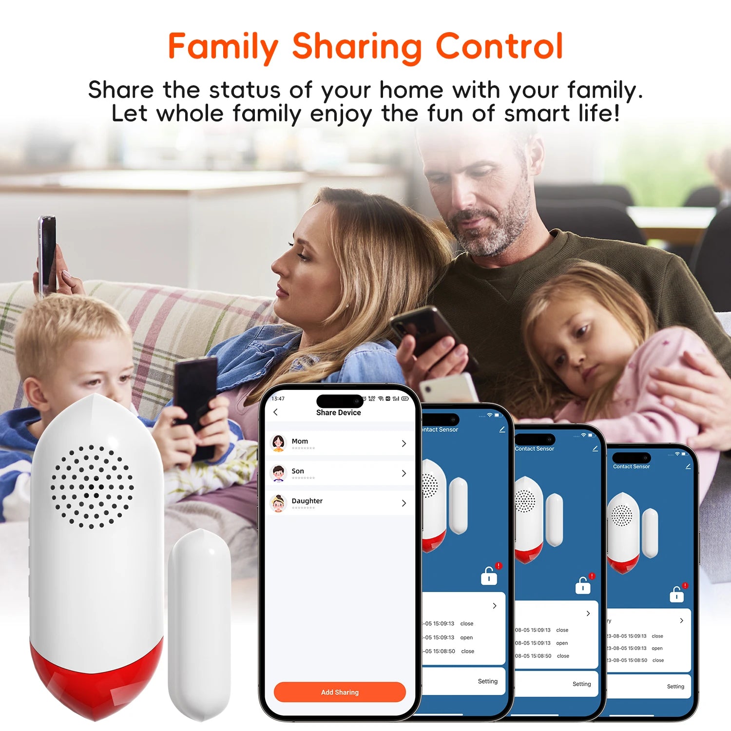 Tuya Smart WiFi Door Window Sensor 100dB Siren LED Flashing Light Smart Life App Control Wireless Home Safety Security Alarm