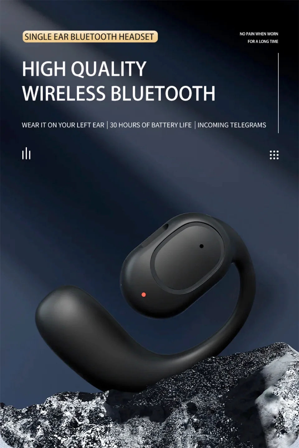 Premium Wireless Bluetooth Bone Conduction Headphones with Microphone – Handsfree, Noise Canceling, Driving & Sports Earphones
