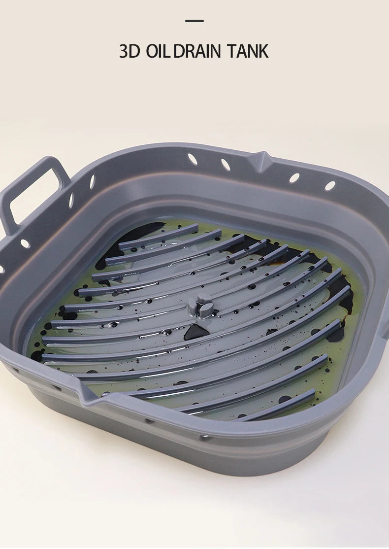 Square Silicone Air Fryer Liners Reusable Silicone Basket Easy to Clean Air Fryers Pot for 5.8 to 8 Qt Air Fryer Baking Tray