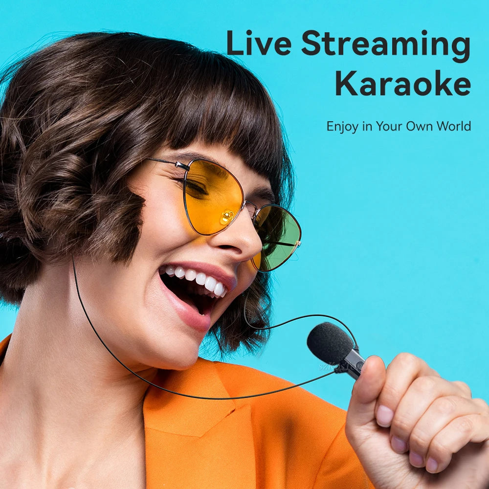 Wired HiFi Headphones with Mini Condenser Microphone Bass Dynamic Earphone Noise-Cancelling Headset for Sports Music Karaoke