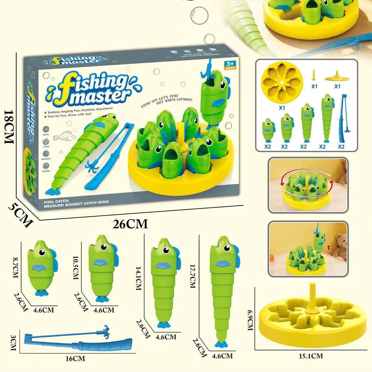 Fishing Battle Board Game Kid Fishing Master Toy Fish Body Stretchable Long Short Competition Family Interaction Educational Toy