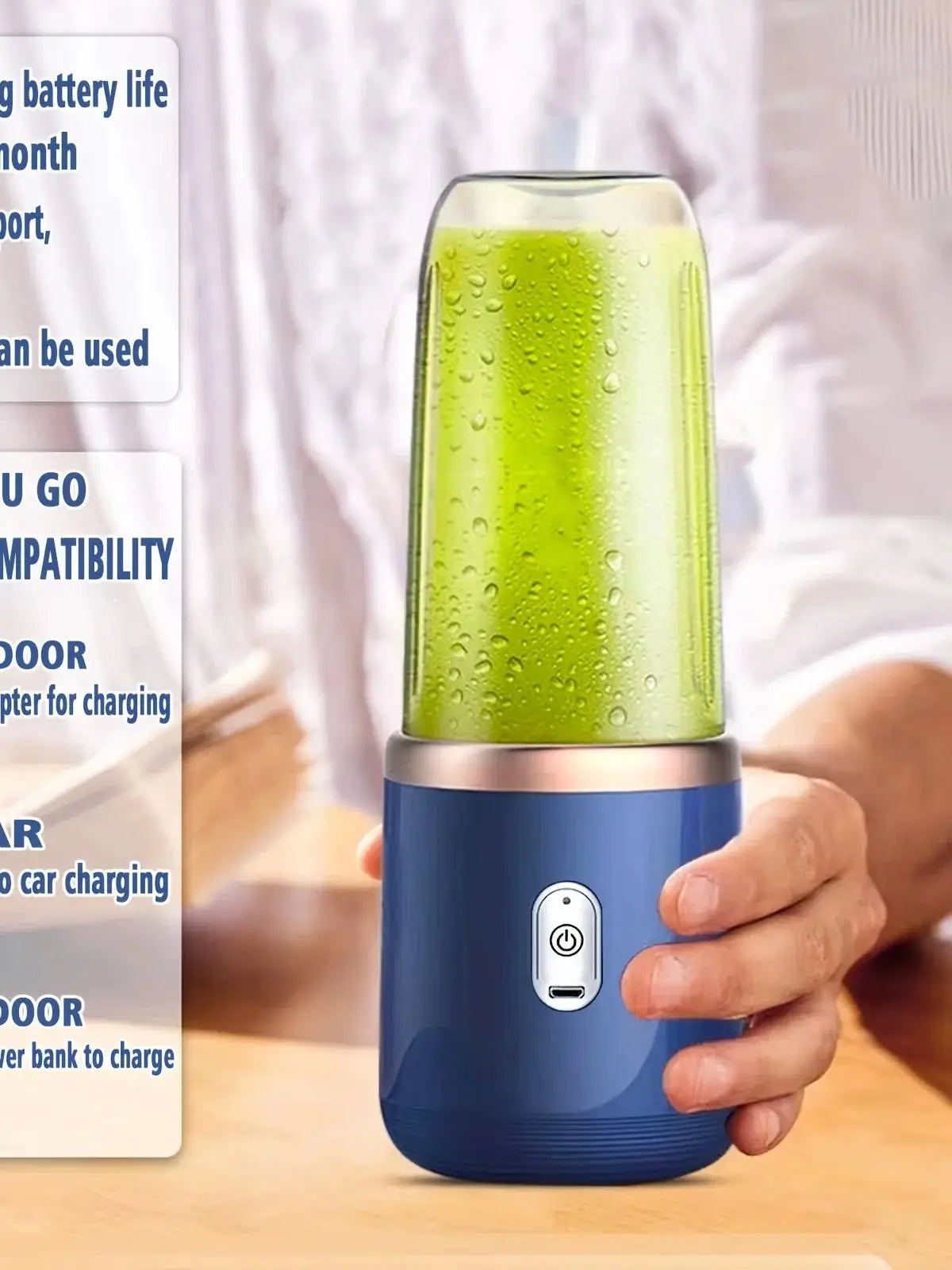 6 Blades USB Portable Juicer Maker, Juicer Fruit Juice CupAutomatic Small Electric Juicer Smoothie Blender lce CrushCup
