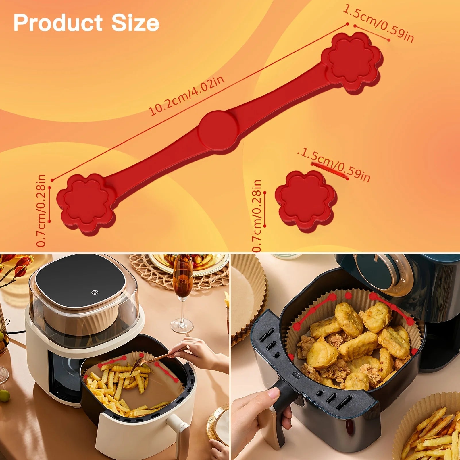 2sets Silicone Magnets for Air Fryers - Small Flower Design,Suitable for All Air Fryers with Red Handles,Space-Saving Safety Fix