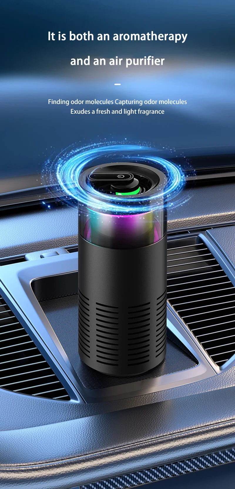 2026 New Car Air Purifier, A Negative Ion Ambient Light Car Air Purifier For Removing Formaldehyde And Odors Inside The Car