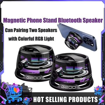 Portable Bluetooth Speaker G200 RGB Lighting Magnetic Speaker BT5.3 Mini Sound Box 7 Hours Playback Phone Holder