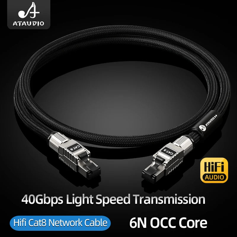 Hi-end HiFi Ethernet Cable for Laptop Router Computer Cat.8 Internet Cord 40Gbps 2000MHz Internet Gaming-grade Network Cable