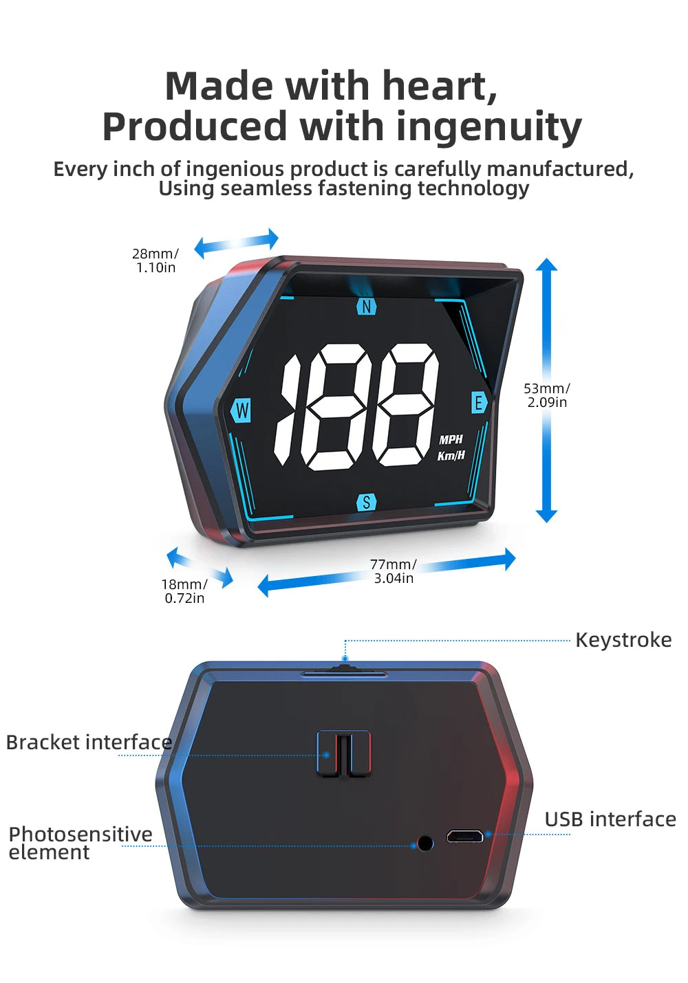 ZMFJH G20 HUD GPS Display Car Digital Speedometer Head-Up Display Eletronics Speed Alarm Gadgets Inteligent Compass For All Car