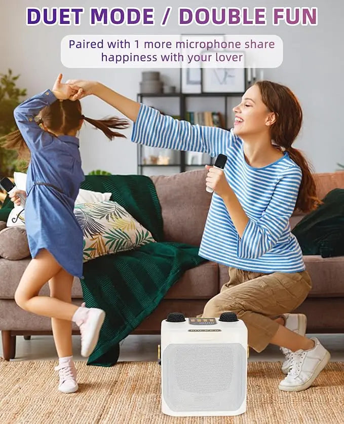 High Power Karaoke Bluetooth Speaker Portable 360 Stereo Surround Waterproof Wireless Subwoofer with 2 Mic Boombox music player