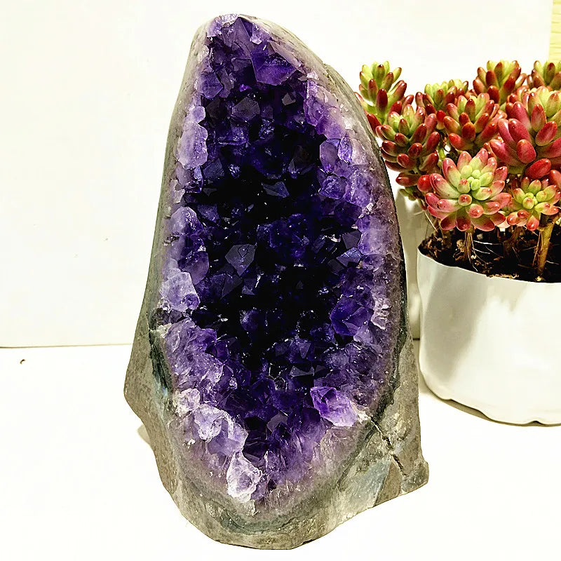 High Quality Uruguay Amethyst Stone Geode Quartz Crystal Cluster display amethyste pierre naturelle Healing Home Room decoration