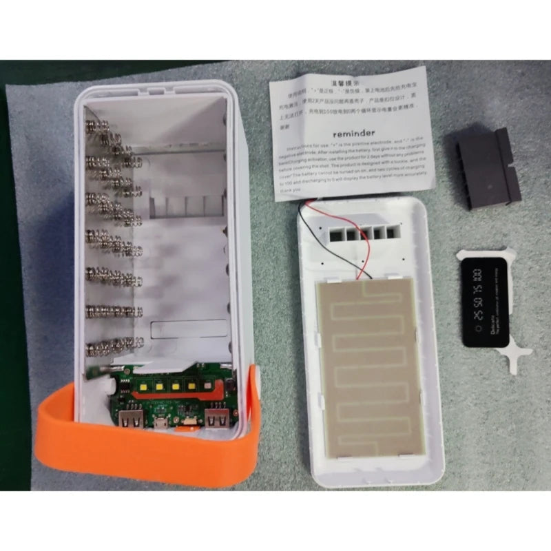 DIY Power Bank Case 18650x21 PD QC4.0 3.0 22.5W Fast Charge Battery Storage Box with Micro Type-c Charging Cable Camping Light