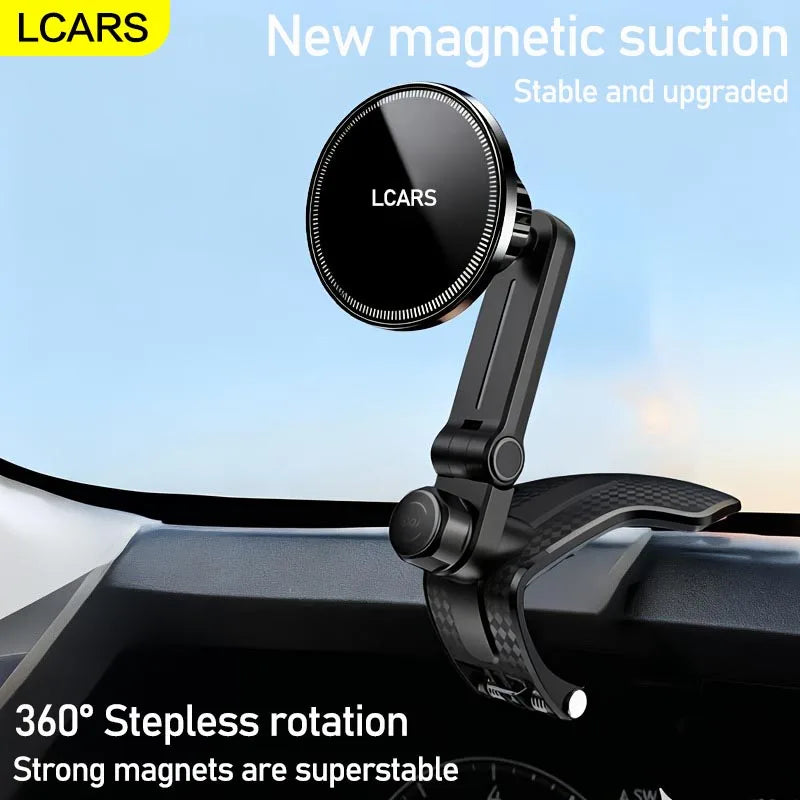 Lcars 360 ° Adjustable Dashboard Phone Holder Base, Equipped with Anti-Slip Silicone Clip and Magnetic Plate, Suitable for All Smartphones, Car Phone Holder Base, Adjustable Phone Holder, Modern Phone Mounting Device, Sturdy