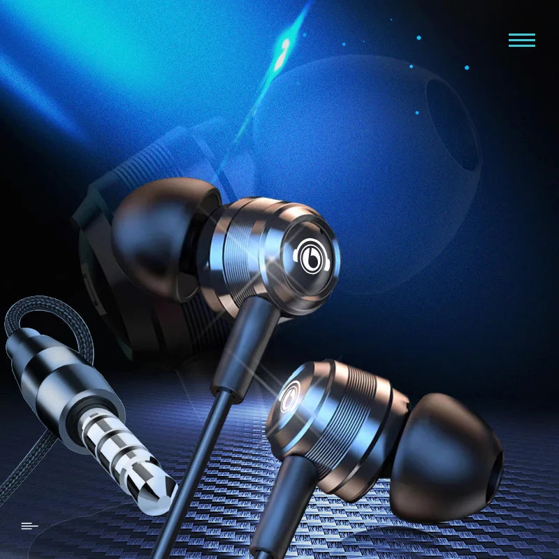 J109 Wired Earbuds Superior Sound Quality In-Ear Headphones with Type-C & 3.5mm Jack HiFi Stereo Metal Headphones with Mic